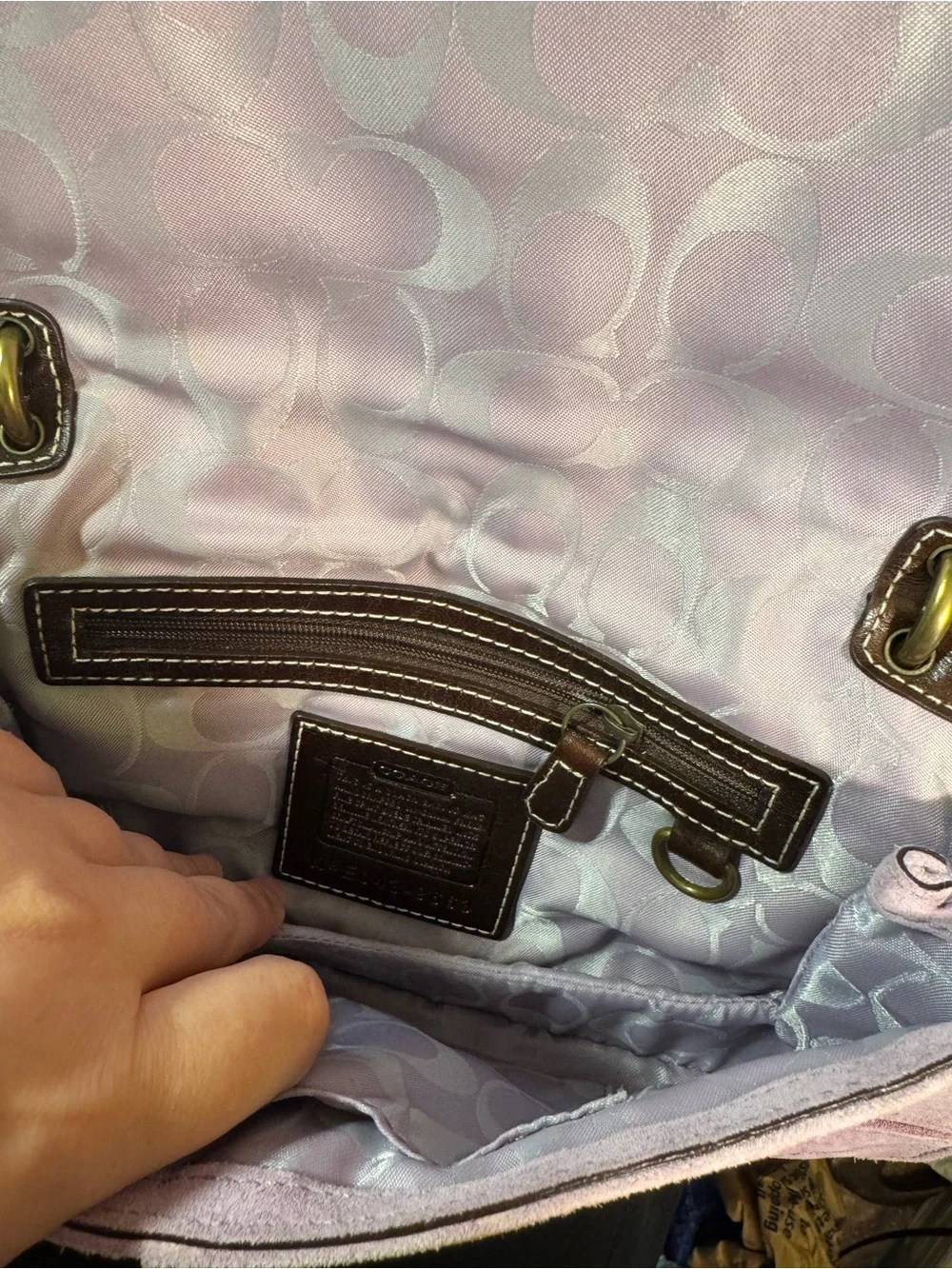 Coach Lilac Shoulder Bag with Brown Leather Strap